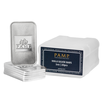美國PAMP-投資型銀條-1盎司-20條管裝