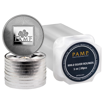 美國PAMP-投資型銀幣-1盎司-20枚管裝